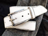 Vintage White Leather Belt for Men Customizable Christmas Gift Genuine Leather Accessories