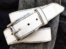 Vintage White Leather Belt - Custom Mens Accessories for Christmas - Stylish  Durable - Perfect Belt Gift for Him