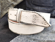 Vintage White Leather Belt - Custom Mens Accessories for Christmas - Stylish  Durable - Perfect Belt Gift for Him