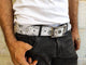 Unique Biker Style - White Leather Belt for Men with Buckle and Motorcycle Design - Customizable by Ishaor