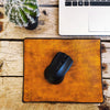Personalized Yellow Leather Mousepad with Brown Wash - Customizable for Office Design - Ideal Gift for Him and Her