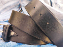 Black Leather Mens Belt with Silver Buckle and Personalization Option - Genuine Leather - Perfect Christmas Gift - by Ishaor