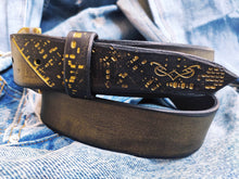 Gorgeous Black and Gold Leather Belt - Elegant Computer Card Design - Gift for Her by Ishaor