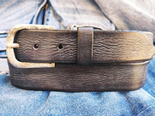 Ishaor Brown Leather Belt with Gray Patina - Perfect Color for Any Outfit - Best Gift Option