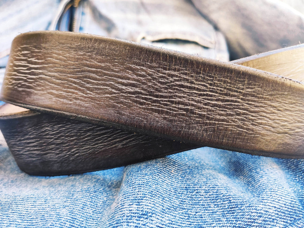 Ishaor Brown Leather Belt with Gray Patina - Perfect Color for Any Outfit - Best Gift Option