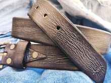 Ishaor Brown Leather Belt with Gray Patina - Perfect Color for Any Outfit - Best Gift Option