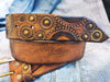 Ishaor Mens Dark Brown Embossed Motorcycle Gear Belt - Perfect Gift for Bikers