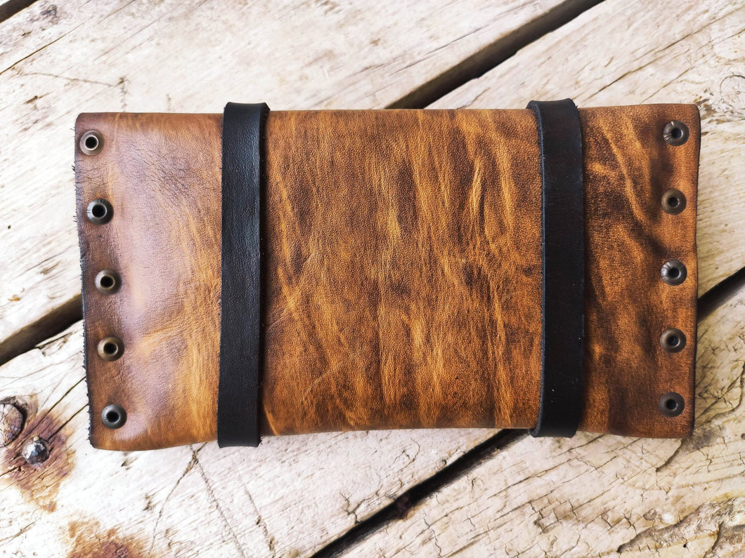 Versatile Brown Leather Pouch Bag - Perfect for Phone Tobacco and More - Transformable into Clutch - Stylish and Practical