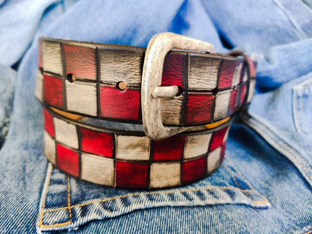 Boho Leather Belt for Men and Women Crafted Buckle Design Unisex Gift