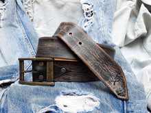 Black Leather Vintage Mens Belt - Personalized Custom Accessories for Him - Christmas Gift