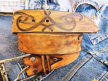 Brown Leather Tribal Belt with Vintage Western Rodeo Style - Ishaor Logo - Handmade