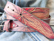 Women's Leather Belt Women's Belt Leather Women's Belt Carved Flower Pattern Belt Tooled Leather Belt Boho Belt yellow Belt Women's Gift
