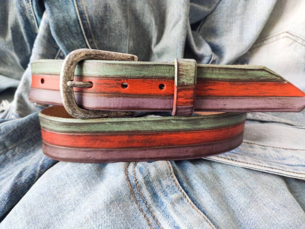 Colorful Summery Belt - Three Layers in Orange Turquoise and Purple - Refreshing Accessory for Jeans