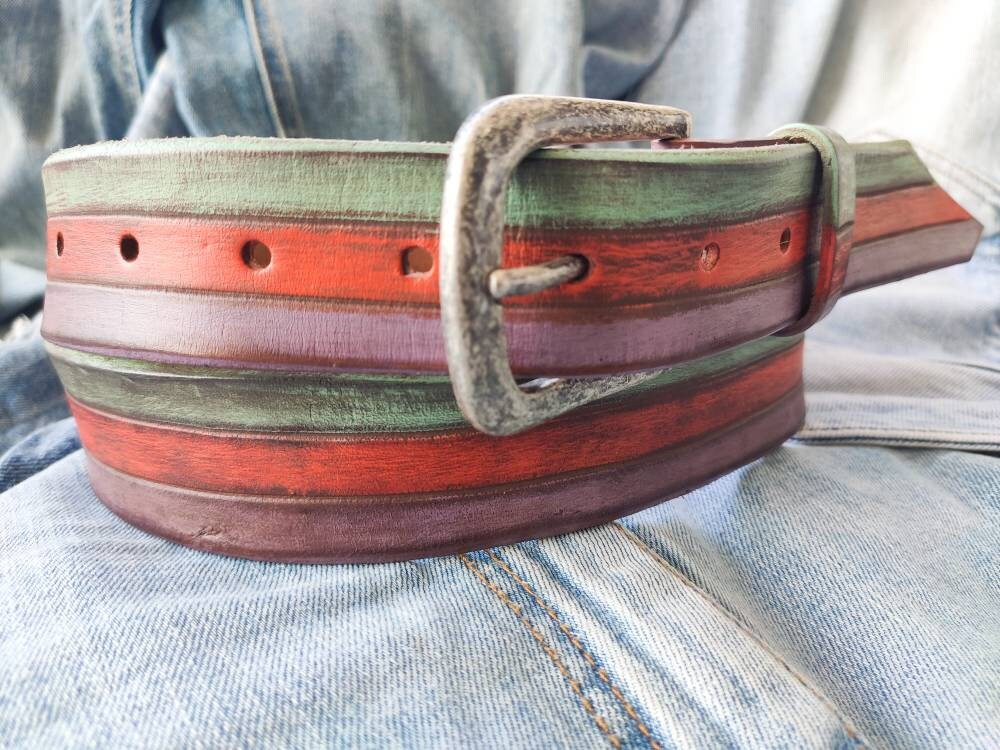 Colorful Summery Belt - Three Layers in Orange Turquoise and Purple - Refreshing Accessory for Jeans