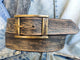 Vintage Black Leather Belt with Brown Spots - Personalized Option - Perfect for Daily Use