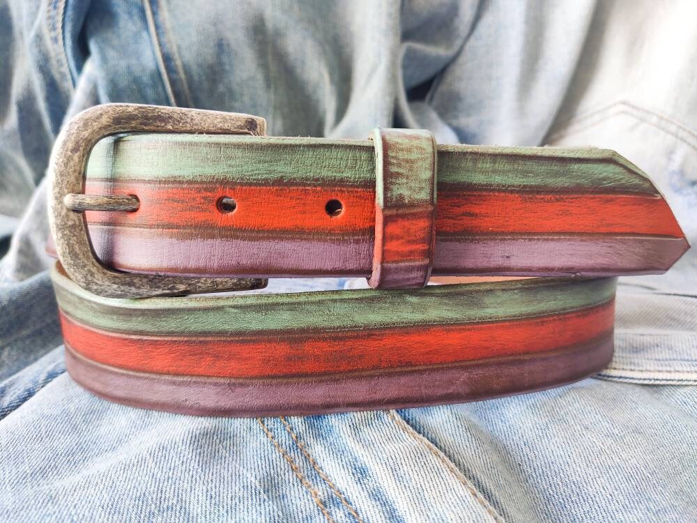 Colorful Summery Belt - Three Layers in Orange Turquoise and Purple - Refreshing Accessory for Jeans