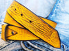 Personalized Yellow Leather Belt with Brown Wash - Perfect for Jeans - Add a Name for a Unique Gift