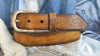 Vintage Leather Belt (Medium) - Yellow with Brown Wash