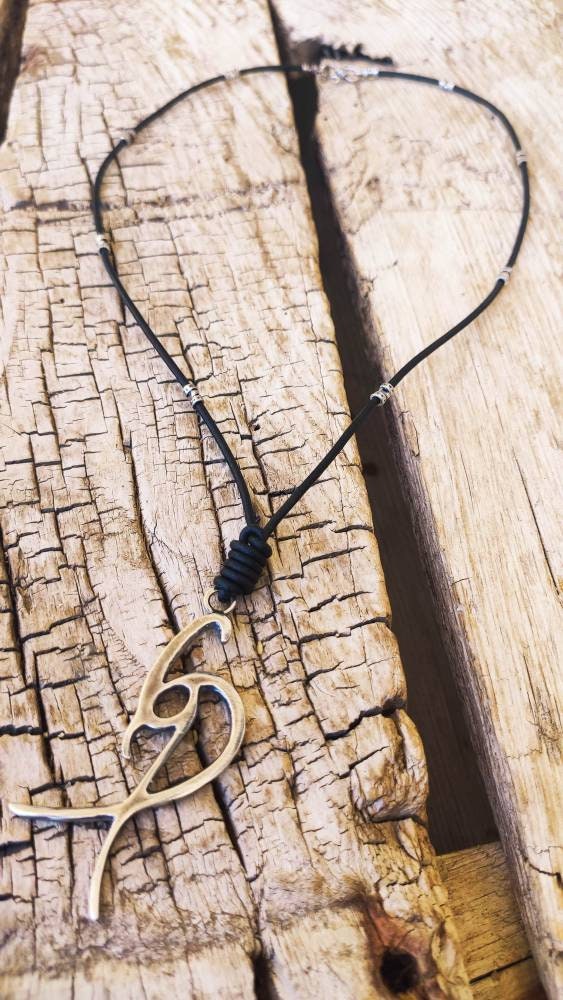 Mens Silver Pendant Leather Necklace Ishaor Logo Gift for Boyfriend - Stylish Mens Jewelry