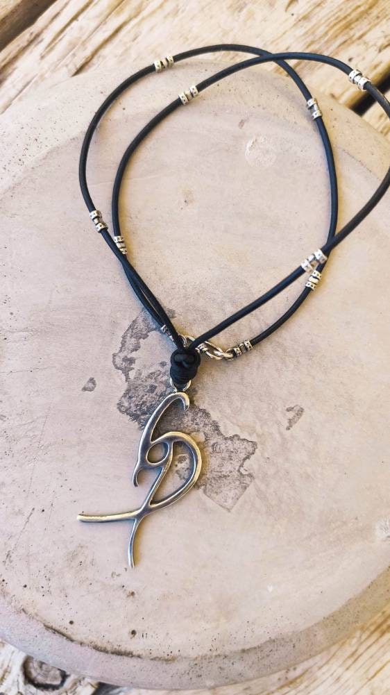 Handmade Silver Pendant Leather Necklace for Boyfriend