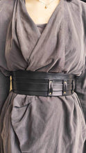Handcrafted Wide Black Leather Waist Belt with Unique Cord Closure - Perfect for Dresses or Jackets - Designer Belt from ISHAOR