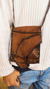 Vintage Brown Leather Crossbody Bag - Unisex Viking Purse Gift for Him