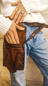 Vintage Brown Leather Crossbody Bag - Unisex Viking Purse Gift for Him