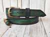 Custom Green Leather Belt for Men - Genuine Leather Accessories for Him