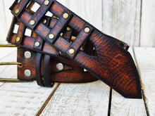 Unisex Vintage Brown Leather Belt - Customizable Ishaor Mens and Womens Gift
