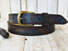 Blue Two-Tone Brown Wash Leather Belt - 36 cm - Ideal for Jeans