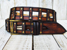 Unisex Vintage Brown Leather Belt - Customizable Ishaor Mens and Womens Gift
