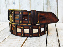 Unisex Vintage Brown Leather Belt - Customizable Ishaor Mens and Womens Gift