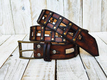 Unisex Vintage Brown Leather Belt - Customizable Ishaor Mens and Womens Gift