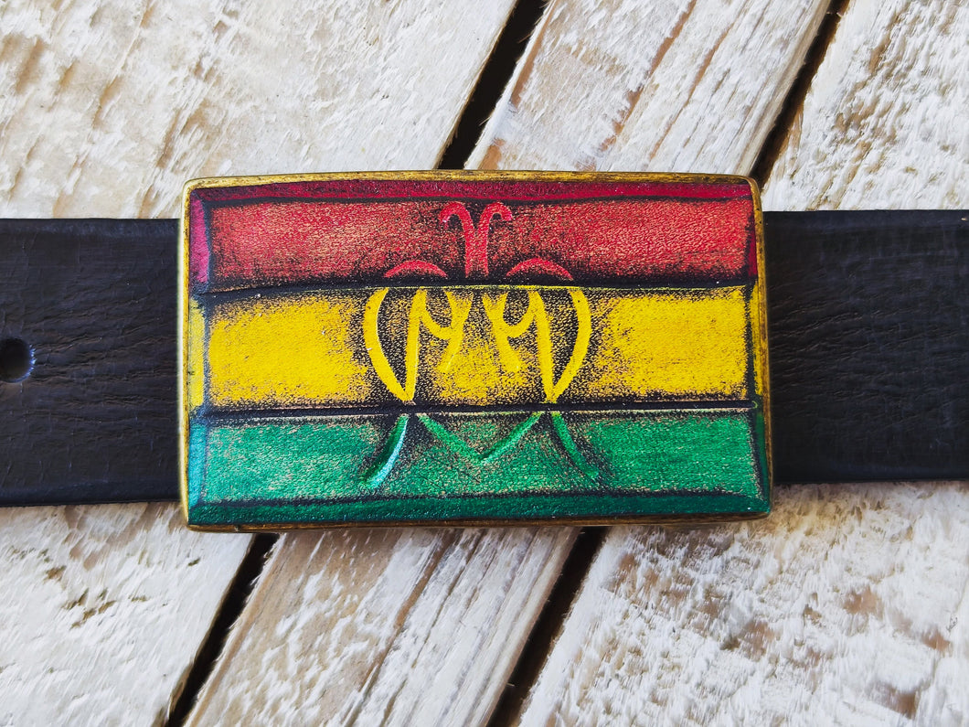Handmade Reggae Lion Belt Buckle - Unique Stylish Accessory for Reggae Lovers Rastafarians