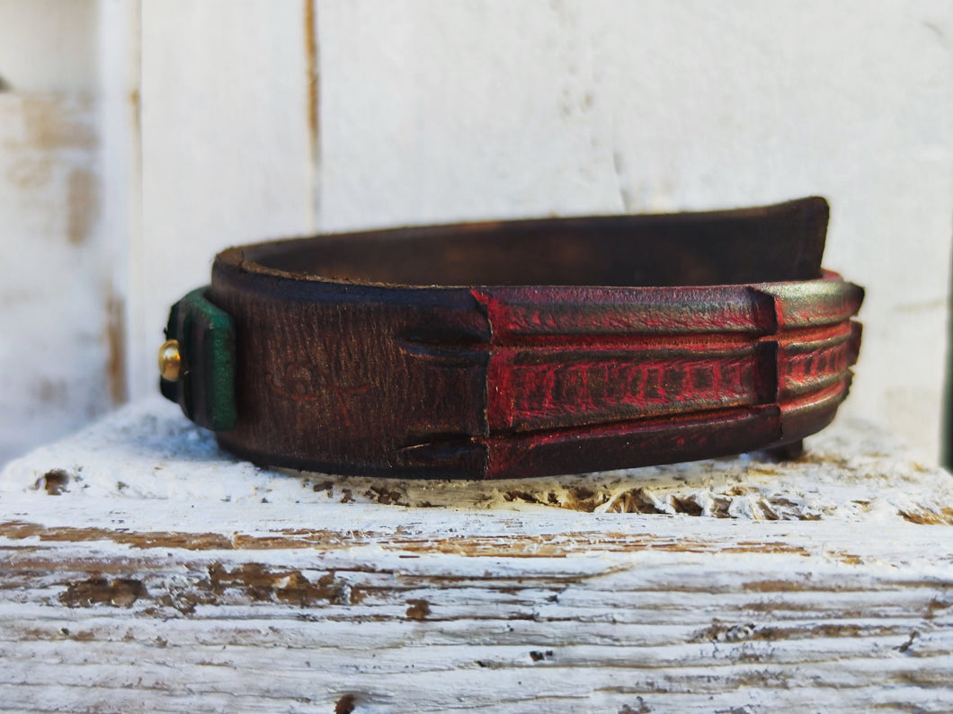 Ishaor Brown Leather Wrap Cuff Bracelet - Mens Rasta Style Handcrafted