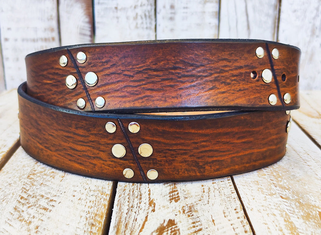 Rustic Mens Belt Unique Artisan Leather Brown Buckle Custom Mens Apparel Accessories