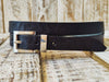 Everyday Black Leather Belt with Silver Buckle - Perfect for Jeans