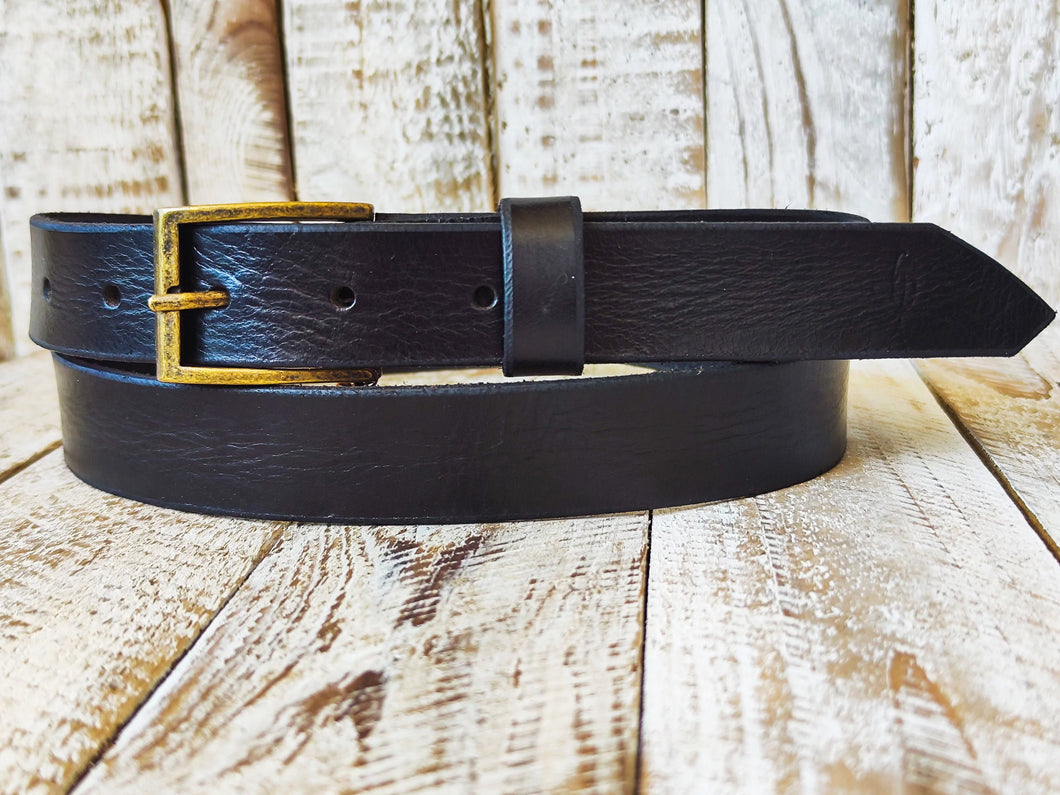 Personalized Genuine Leather Belt - Narrow Black for Men Women Boyfriend Gift with Custom Name Engraving