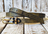 Elegant Black Leather Belt with Gold Wash and Adjustable Gold Buckle - Perfect Everyday Accessory and Gift
