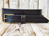 Black Leather Belt with Bronze Buckle - Perfect for Everyday Casual Wear with Jeans
