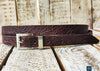 Stylish Brown Leather Belt with Silver Buckle - Perfect for Everyday Wear and Pairing with Jeans