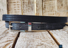 Black Leather Belt Touches of silver in the tail of the belt and silver buckle, Elegant Everyday Accessor.