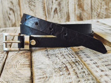 Minimalist Black Leather Belt with Silver Buckle for Men