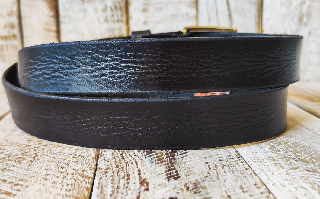 Personalized Genuine Leather Belt - Narrow Black for Men Women Boyfriend Gift with Custom Name Engraving