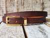 Narrow Brown Leather Belt with Gold Buckle - Classic Everyday Casual Wear for Jeans