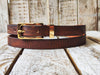 Classic Casual Narrow Brown Leather Belt with Gold Buckle for Everyday Wear - Perfect with Jeans