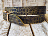Everyday Elegance Black Leather Belt with Gold Wash and Buckle - Adjustable Gift Option
