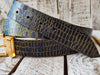 Everyday Elegance Black Leather Belt with Gold Wash and Buckle - Adjustable Gift Option