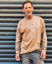 Light brown Long Sleeve Tee - Original Print by ISHAOR 100% Cotton ,Half-Turtle Neck Tee. stylish shirt to wear with jeans
