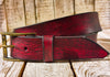 Handcrafted Red Leather Belt with Black Wash - Unique Artisanal Design by ISHAOR